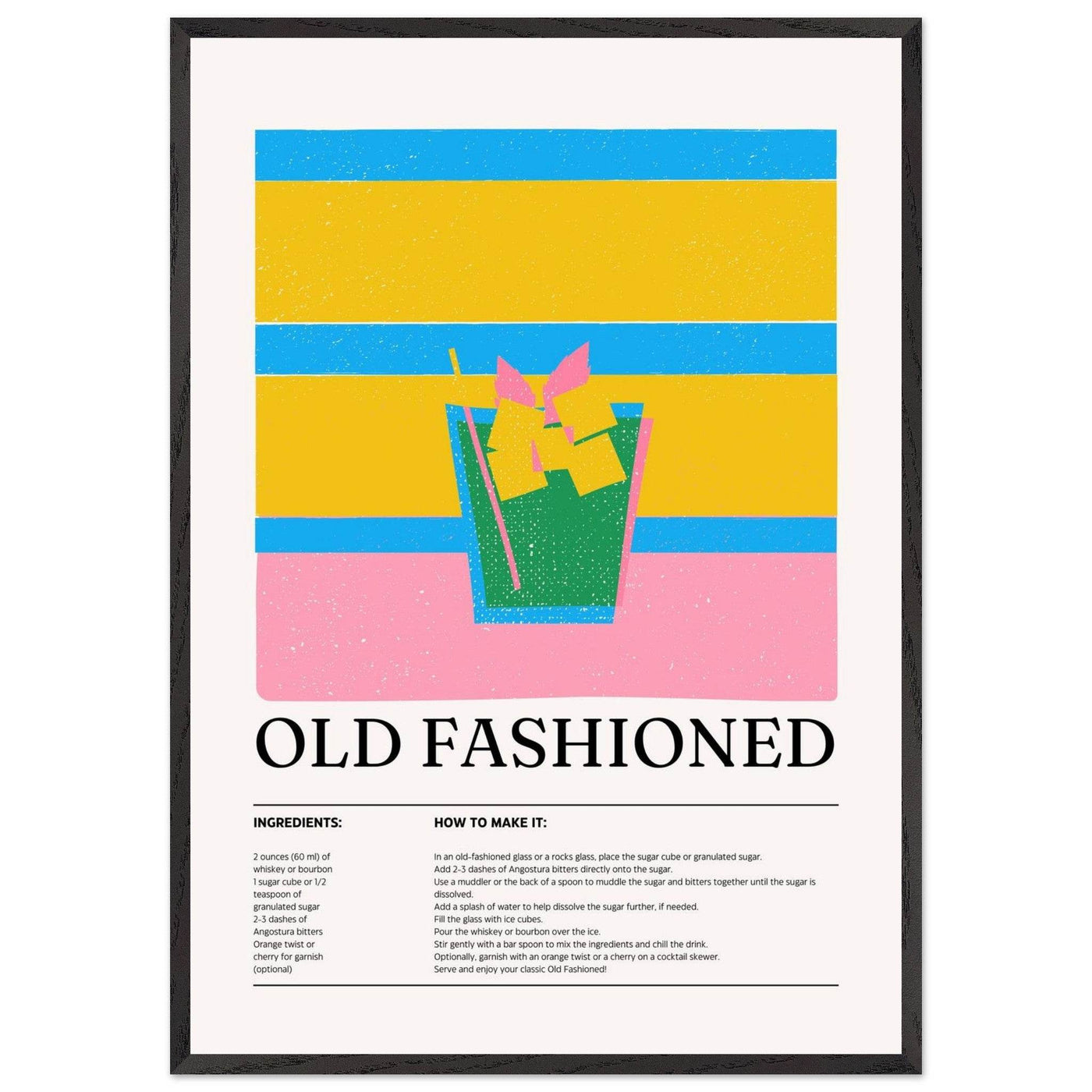 Old Fashioned Cocktail Recipe Art Print - Vibrantwalls