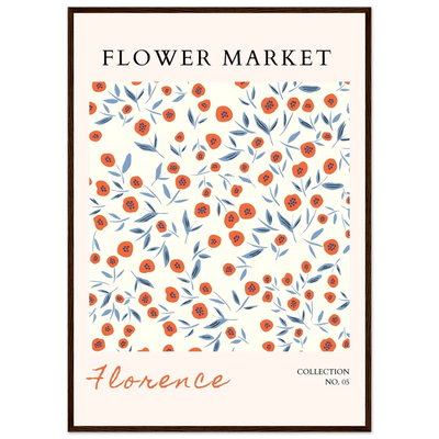 Florence Flower Market Art Print – Vibrant Orange Poppies & Blue Leaves | Framed & Ready-to-Hang Wall Art - Vibrantwalls