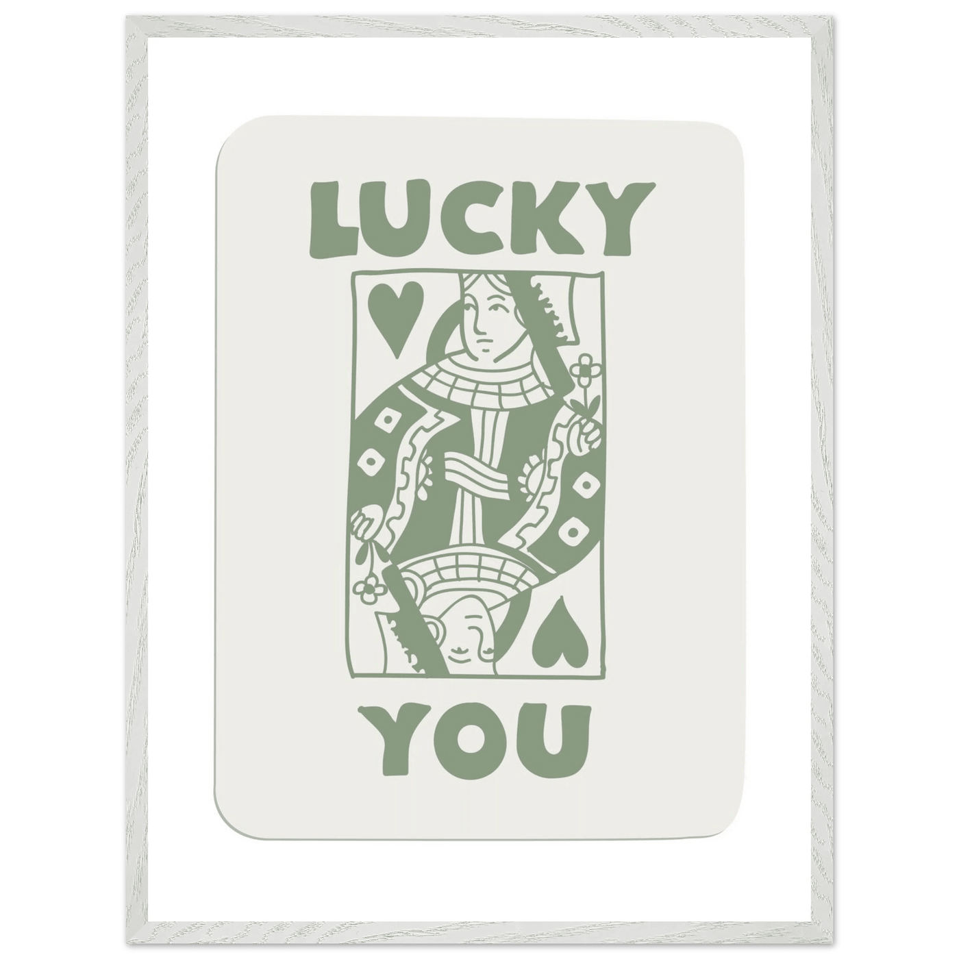 Lucky You Poker Card Print - Queen of Hearts Framed Art - Eco-Friendly Wood Frame - Vibrantwalls