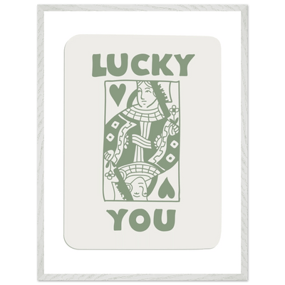 Lucky You Poker Card Print - Queen of Hearts Framed Art - Eco-Friendly Wood Frame - Vibrantwalls