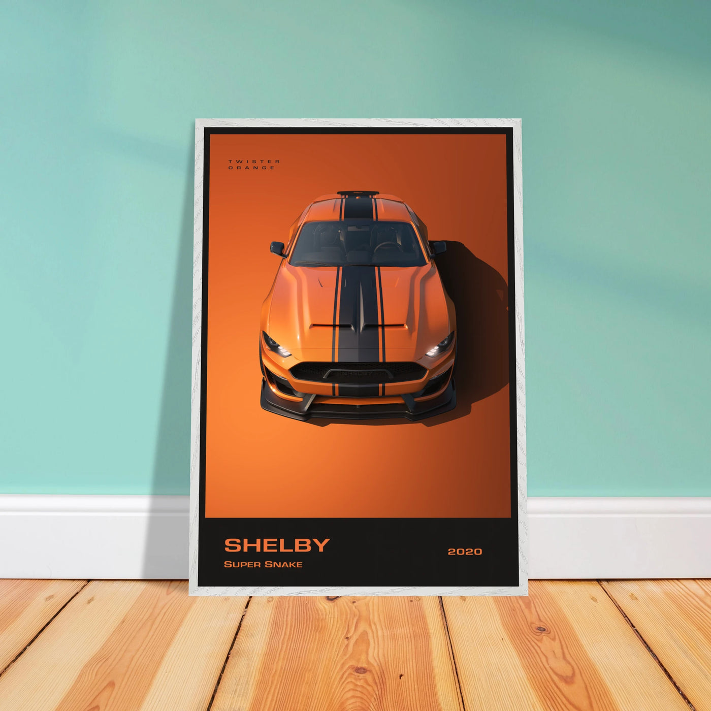 Shelby Super Snake 2020 "Twister Orange" Framed Poster | Modern Automotive Art, Ready-to-Hang Premium Quality Vibrantwalls