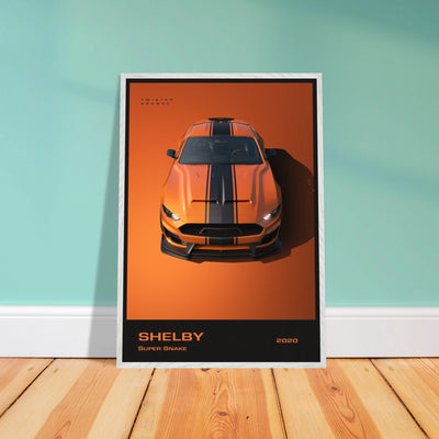 Shelby Super Snake 2020 "Twister Orange" Framed Poster | Modern Automotive Art, Ready-to-Hang Premium Quality Vibrantwalls