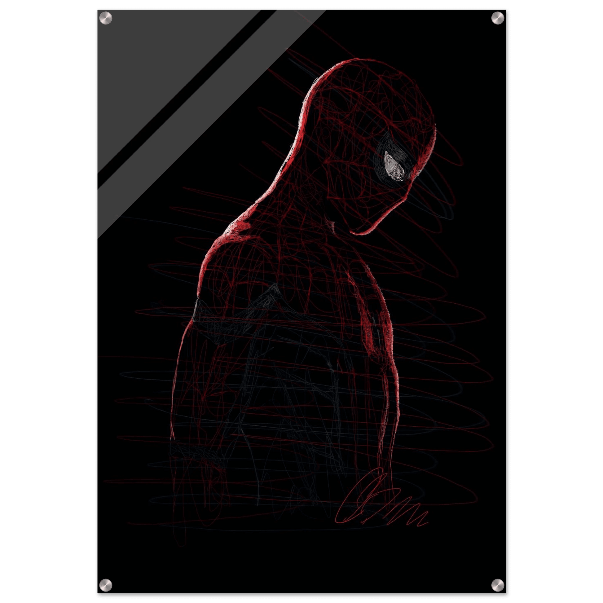 Abstract Spider-Man Acrylic Print – Dynamic, Modern, Scribble Art Wall Decor in Various Sizes - Vibrantwalls