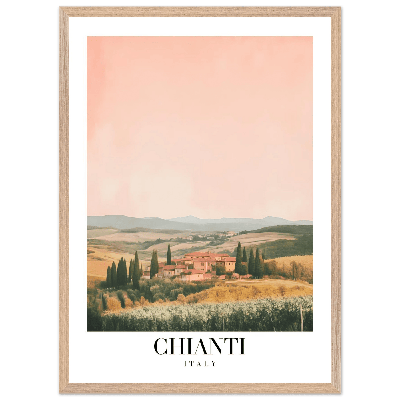 Chianti, Italy Framed Poster – Vintage Tuscan Countryside Wall Art with Customizable Wooden Frame - Vibrantwalls