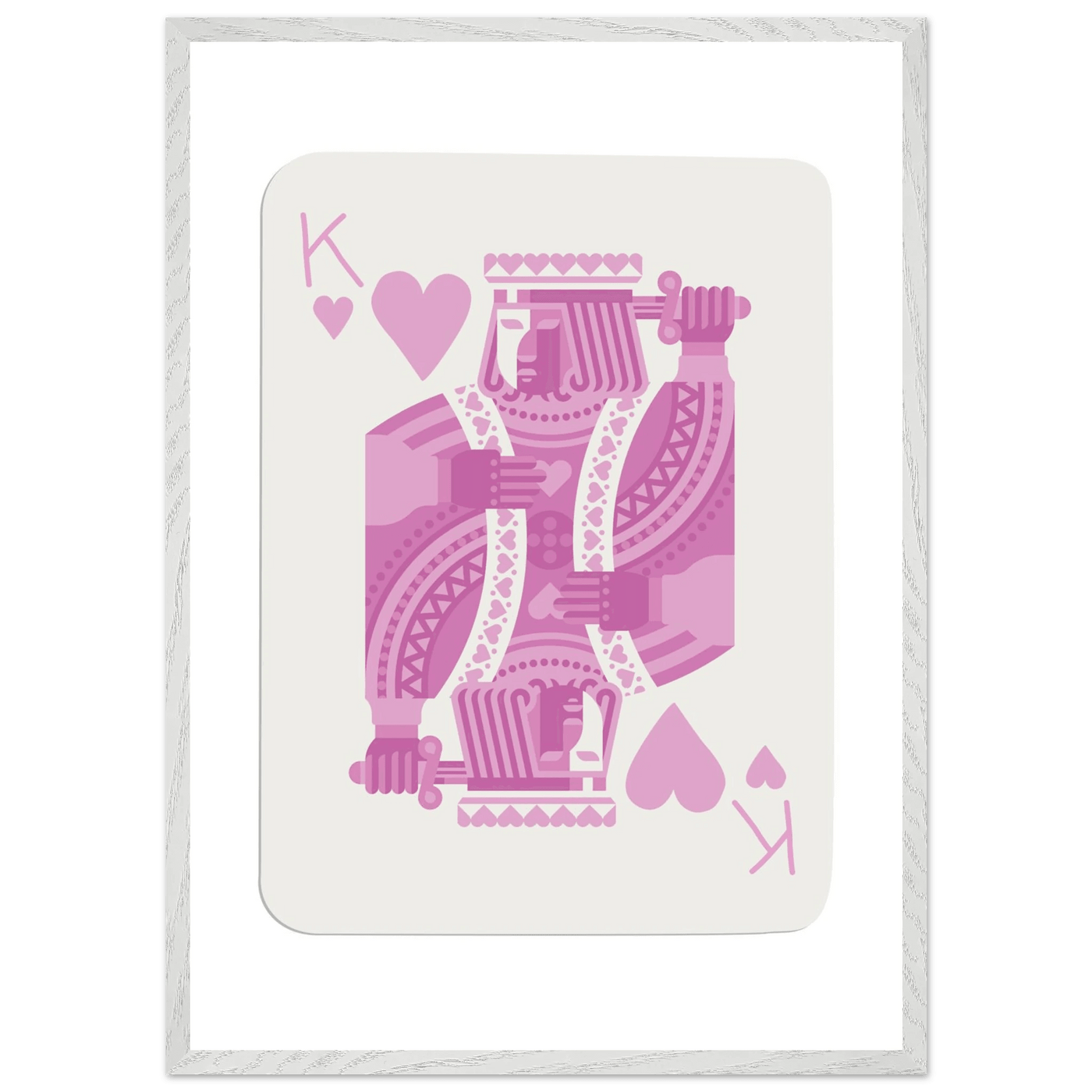 King of Hearts Modern Pink Poker Card Art - Mounted Framed Poster, Eco-Friendly Wood Frame - Vibrantwalls
