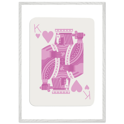 King of Hearts Modern Pink Poker Card Art - Mounted Framed Poster, Eco-Friendly Wood Frame - Vibrantwalls