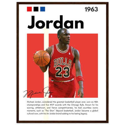 Michael Jordan Air Jordan Bulls Retro Print 45x60 cm 18x24″ Dark wood frame Vibrantwalls
