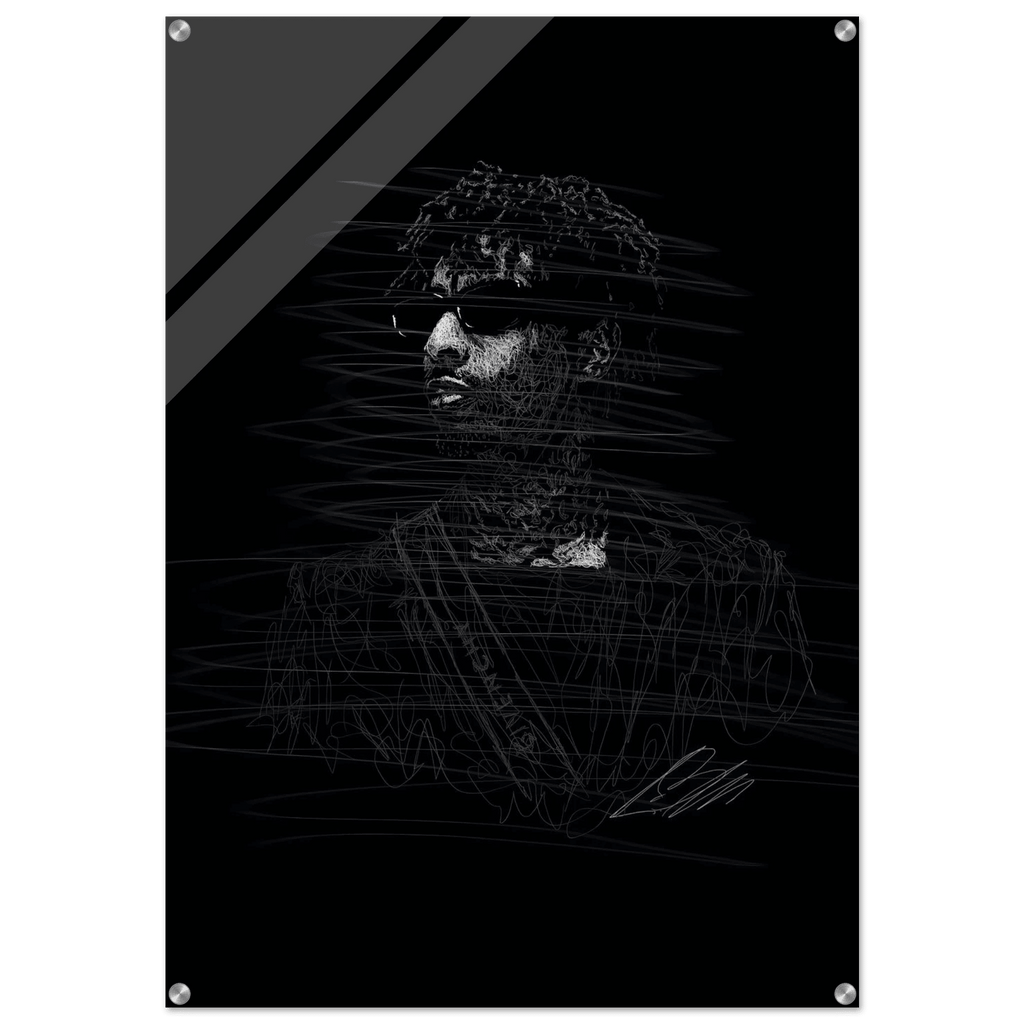 The Rapper Scribble Art Acrylic Print – Abstract, Dynamic, Modern Wall Decor in Various Sizes - Vibrantwalls