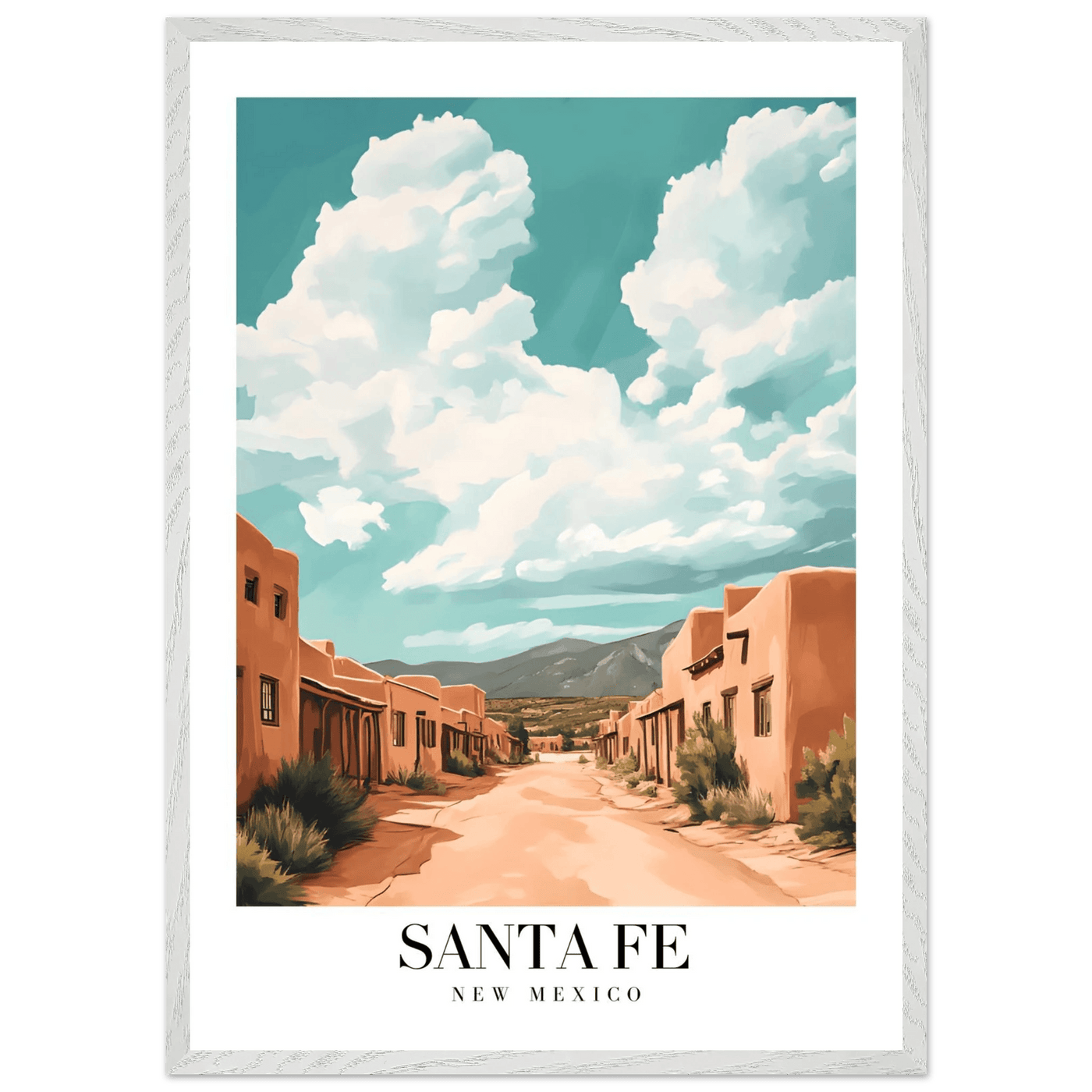 Santa Fe New Mexico Framed Poster – Vintage Southwest Wall Art with Wooden Frame - Vibrantwalls