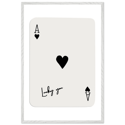 Lucky Ace of Hearts Framed Poster Art - Playful Poker Card Print in Eco-Friendly Wood Frame - Vibrantwalls