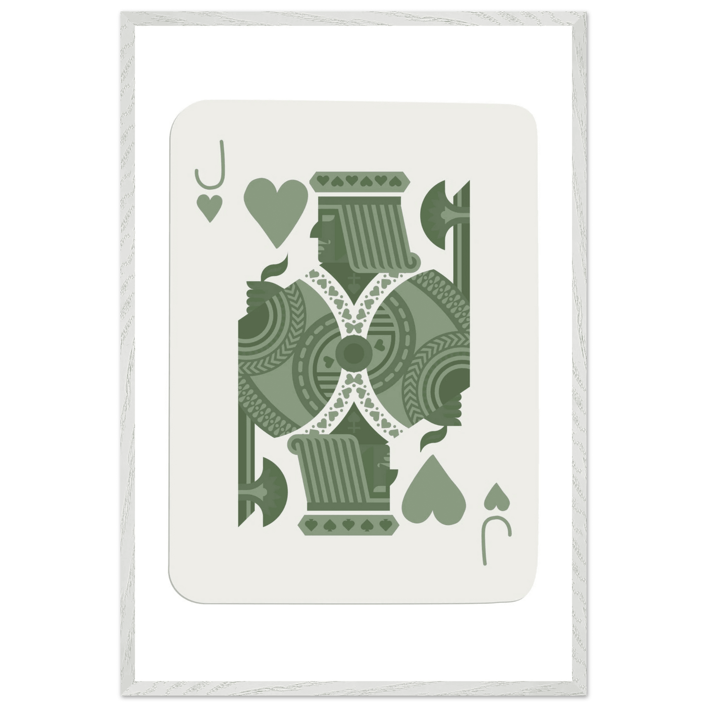 Minimalist Jack of Hearts Poker Card Print - Mounted Framed Eco-Friendly Art with Wood Frame - Vibrantwalls