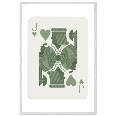 Minimalist Jack of Hearts Poker Card Print - Mounted Framed Eco-Friendly Art with Wood Frame - Vibrantwalls