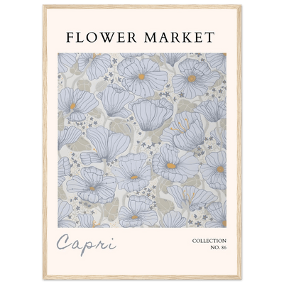 Capri Flower Market Framed Poster – Serene Floral Art Print in Cool Tones | Ready-to-Hang Wall Decor - Vibrantwalls