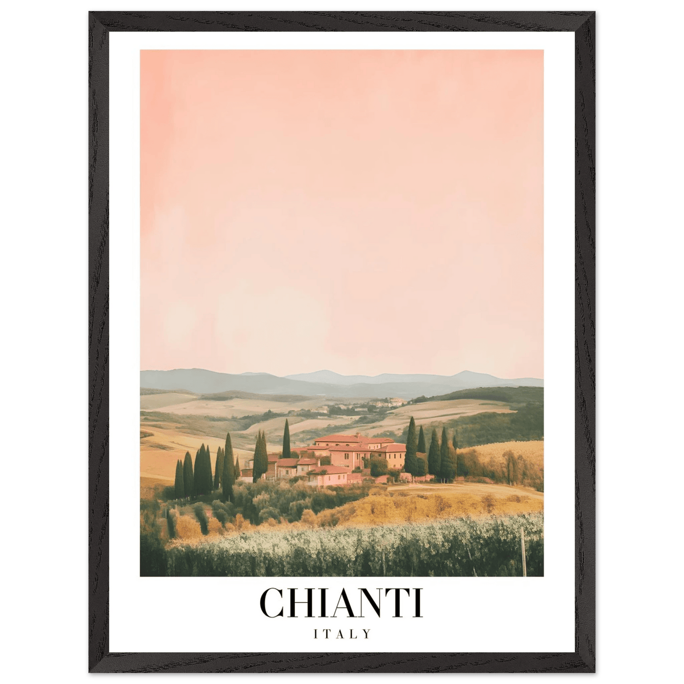Chianti, Italy Framed Poster – Vintage Tuscan Countryside Wall Art with Customizable Wooden Frame - Vibrantwalls