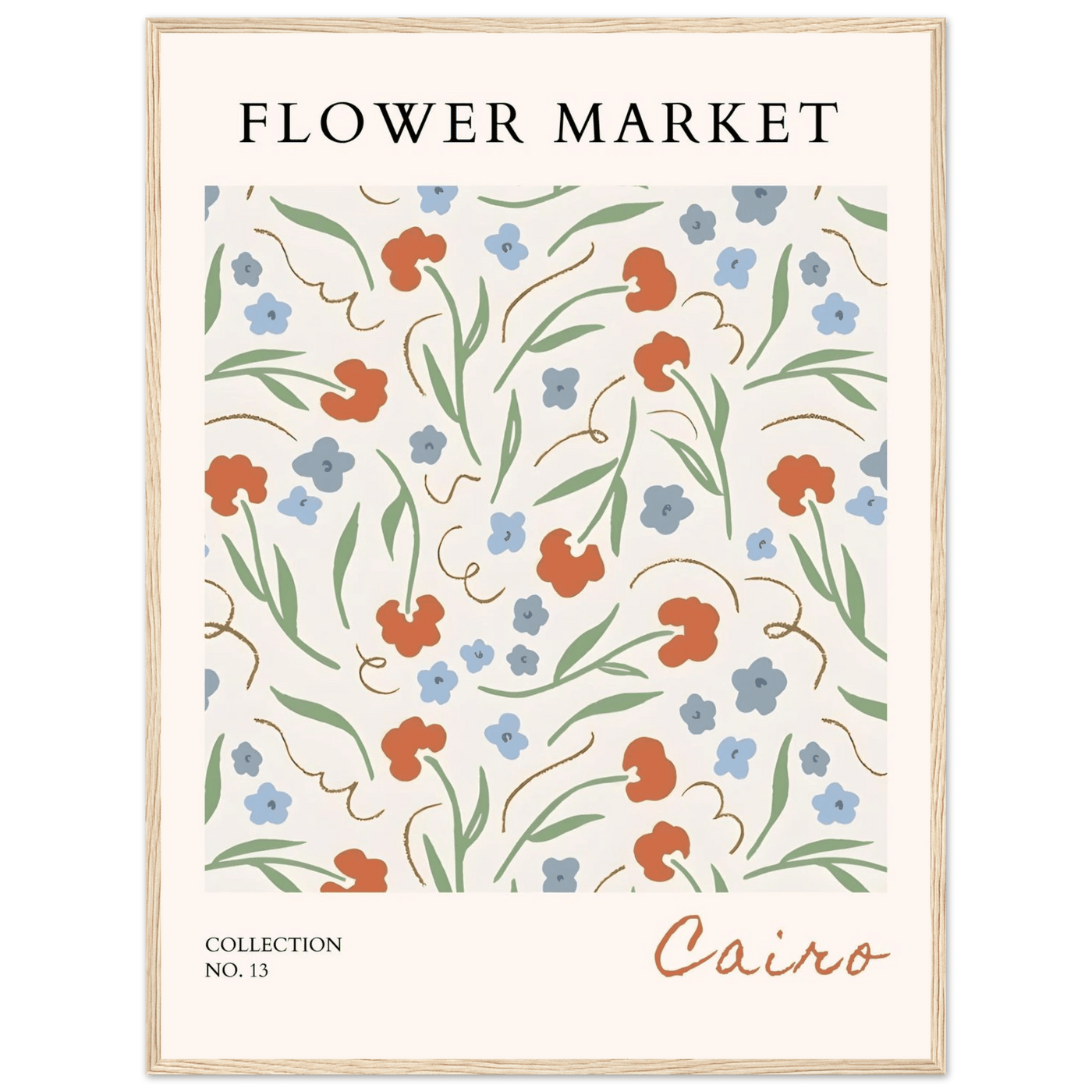 Flower Market Cairo Framed Poster – Abstract Floral Art Print | Earthy Tones & Ready-to-Hang Decor - Vibrantwalls