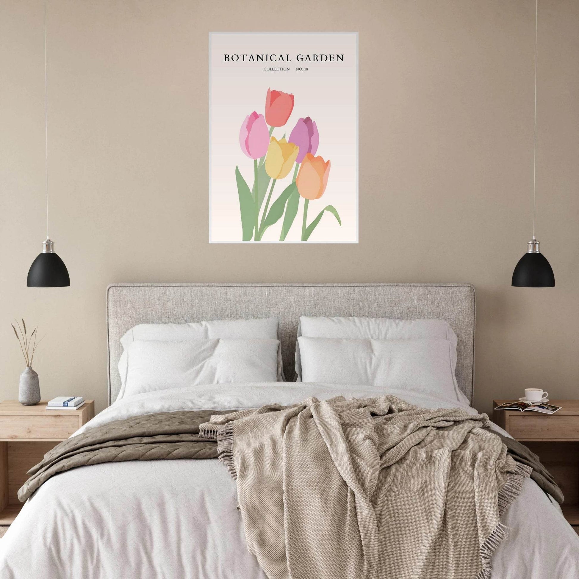 Botanical Garden Tulip Framed Poster – Pastel Bloom Art Print | Ready-to-Hang Floral Decor - Vibrantwalls