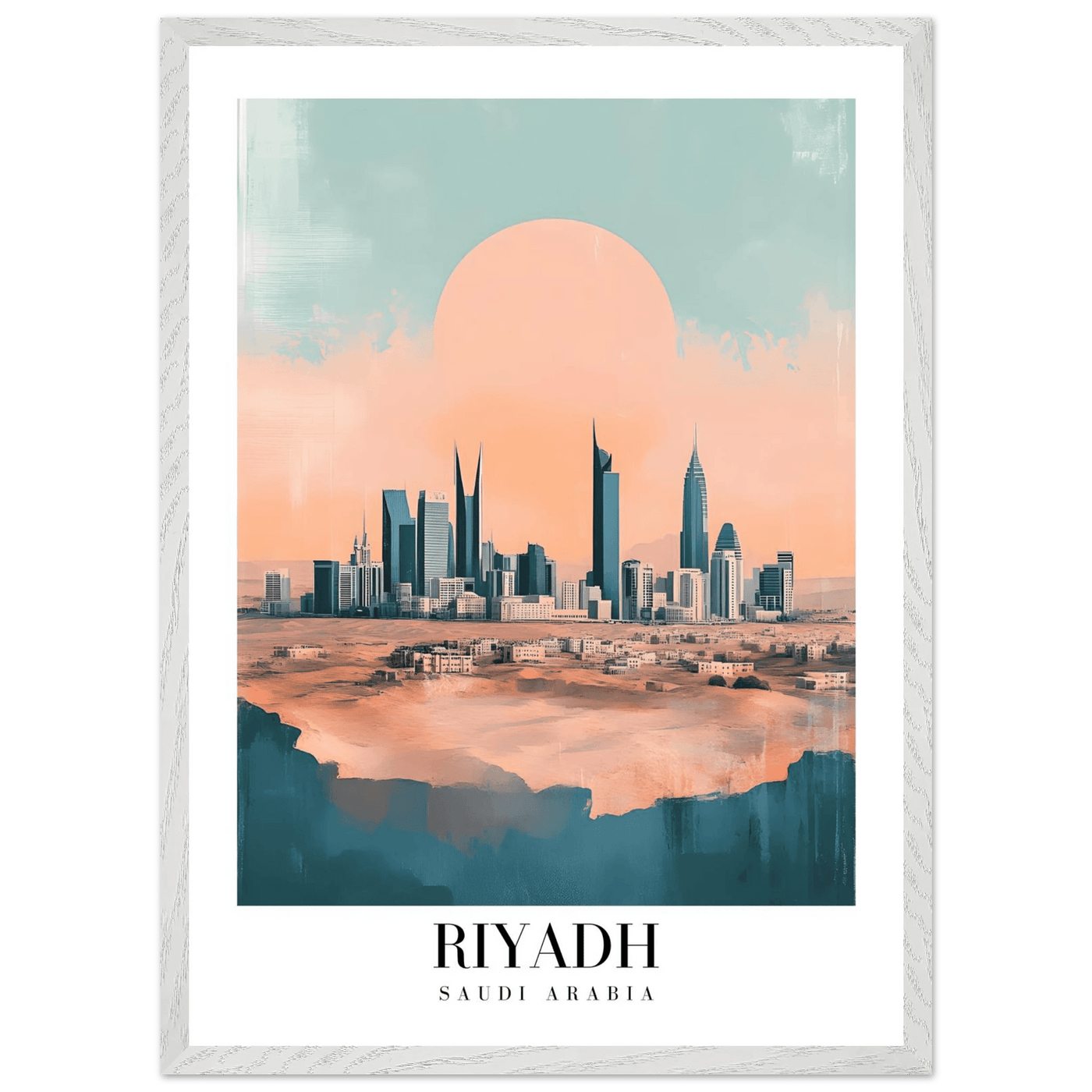 Riyadh Saudi Arabia Framed Poster – Modern Desert City Wall Art in Earthy Tones - Vibrantwalls