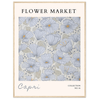 Capri Flower Market Framed Poster – Serene Floral Art Print in Cool Tones | Ready-to-Hang Wall Decor - Vibrantwalls