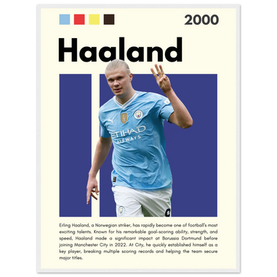 Erling Haaland Manchester City Framed Football Poster 60x80 cm 24x32″ White frame Vibrantwalls