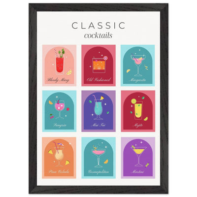 Classic Cocktails Set Nine Drink Recipes - Vibrantwalls