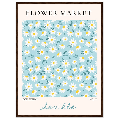 Charming Daisy Field Framed Poster – Pastel Blue & White Floral Art Print | Ready-to-Hang Wall Decor - Vibrantwalls
