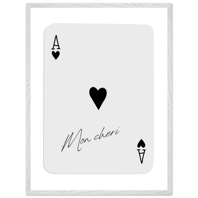 Ace of Hearts 'Mon Cheri' Art Print - Framed Poker Card Poster, Eco-Friendly Wood Frame - Vibrantwalls