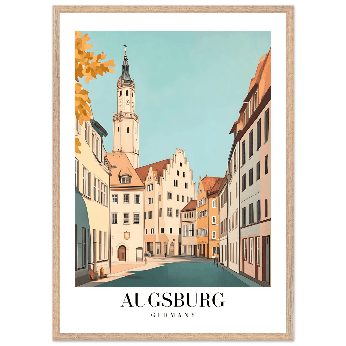 Augsburg Germany Framed Poster – Vintage European Cityscape Wall Art with Wooden Frame in Various Sizes - Vibrantwalls