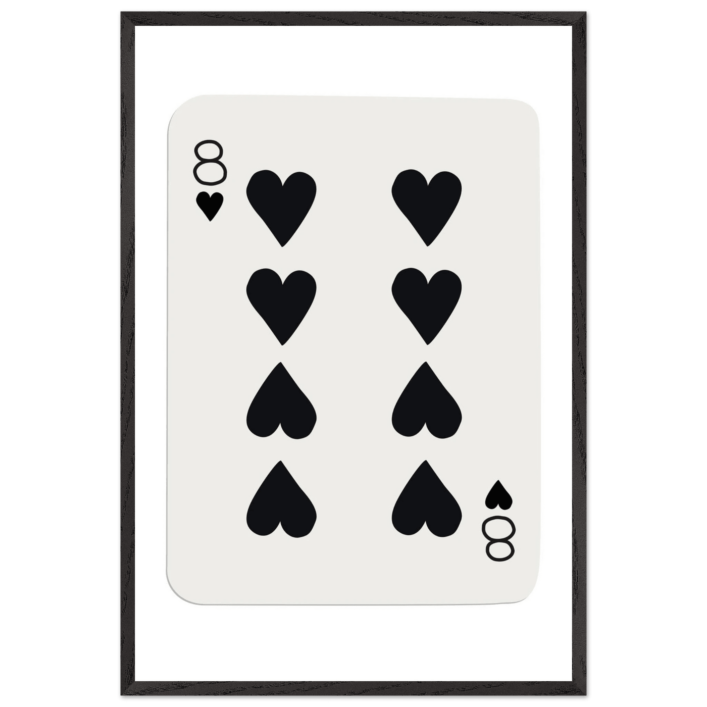 Minimalist Eight of Hearts Poker Card Print - Framed Wall Art, Sustainable Wood Frame, Choose Your Finish & Size - Vibrantwalls