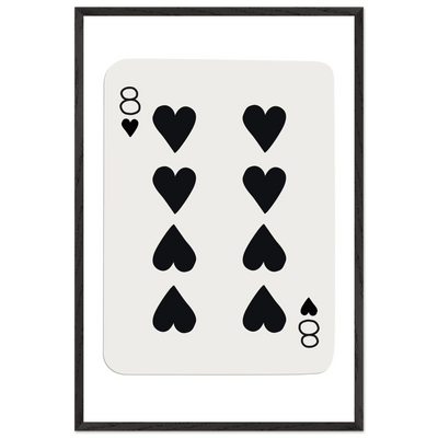 Minimalist Eight of Hearts Poker Card Print - Framed Wall Art, Sustainable Wood Frame, Choose Your Finish & Size - Vibrantwalls