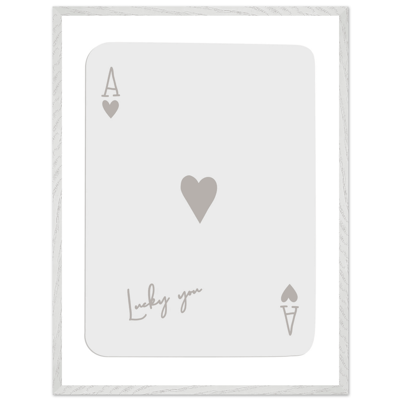 Minimalist Ace of Hearts Poker Card Print - Lucky You Wall Art, Eco-Friendly Wood Frame Poster - Vibrantwalls