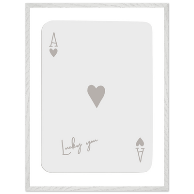 Minimalist Ace of Hearts Poker Card Print - Lucky You Wall Art, Eco-Friendly Wood Frame Poster - Vibrantwalls