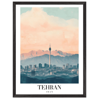 Tehran Iran Framed Poster – Vintage Cityscape Wall Art with Soft Hues & Wooden Frame - Vibrantwalls