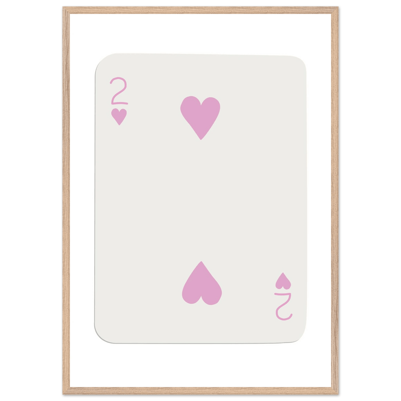 Minimalist Pink Two of Hearts Poker Card Art Print - Framed & Mounted Eco-Friendly Decor, Custom Sizes Available - Vibrantwalls