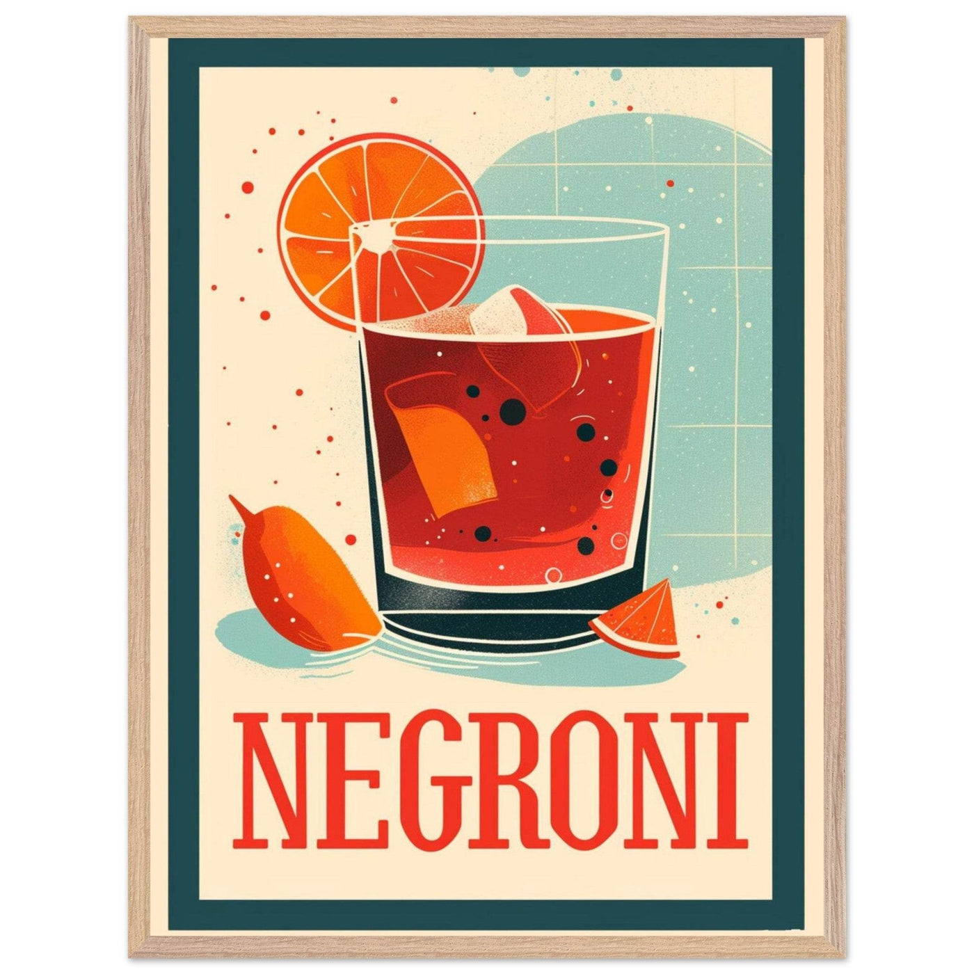 Retro Negroni Cocktail Recipe Art Print - Vibrantwalls