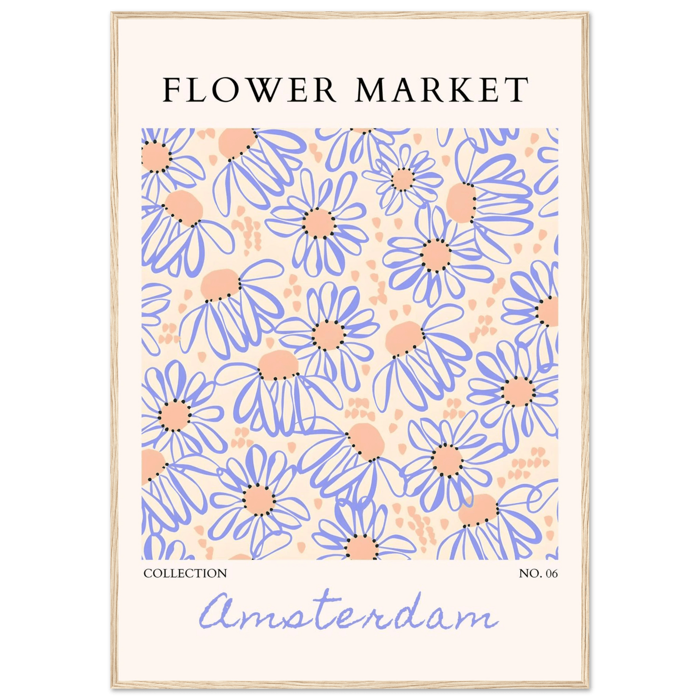 Abstract Floral Market Framed Poster – Whimsical Amsterdam Daisy Art Prints | Ready-to-Hang in Various Sizes - Vibrantwalls