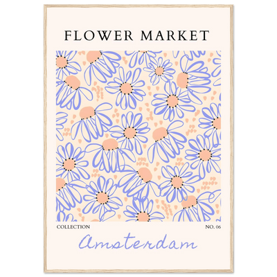 Abstract Floral Market Framed Poster – Whimsical Amsterdam Daisy Art Prints | Ready-to-Hang in Various Sizes - Vibrantwalls