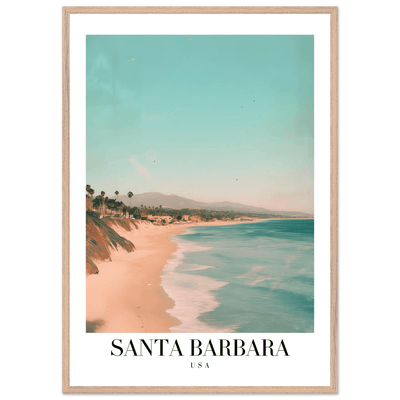 Santa Barbara USA Framed Poster – Pastel Beach Travel Wall Art in Your Choice of Frame - Vibrantwalls