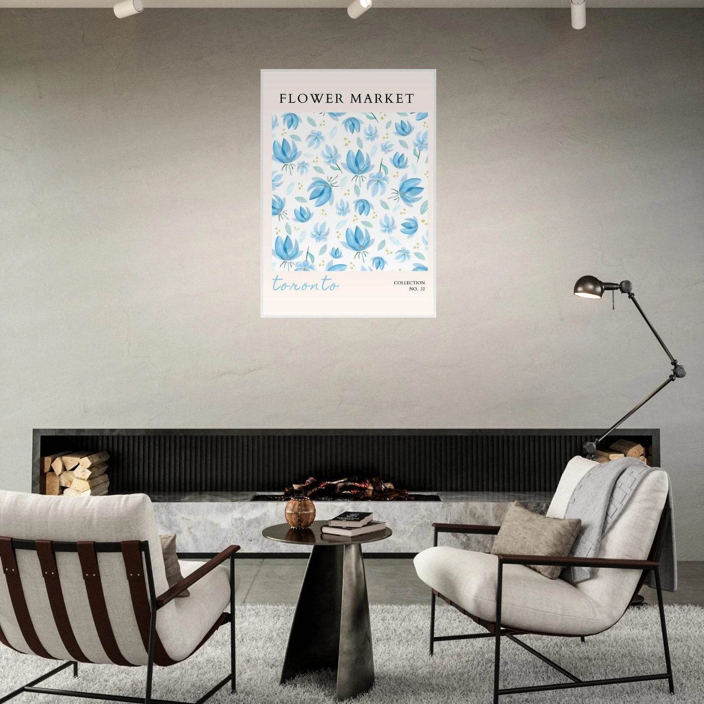 Toronto Flower Market Wall Art – Delicate Blue Floral & Gold Dot Prints | Framed & Ready-to-Hang - Vibrantwalls