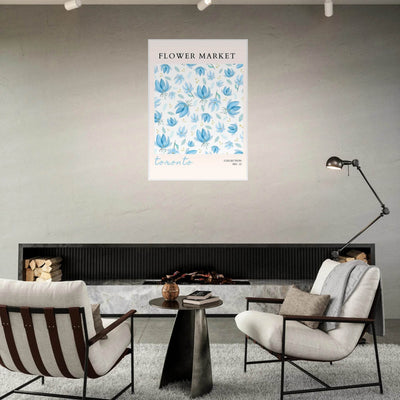 Toronto Flower Market Wall Art – Delicate Blue Floral & Gold Dot Prints | Framed & Ready-to-Hang - Vibrantwalls
