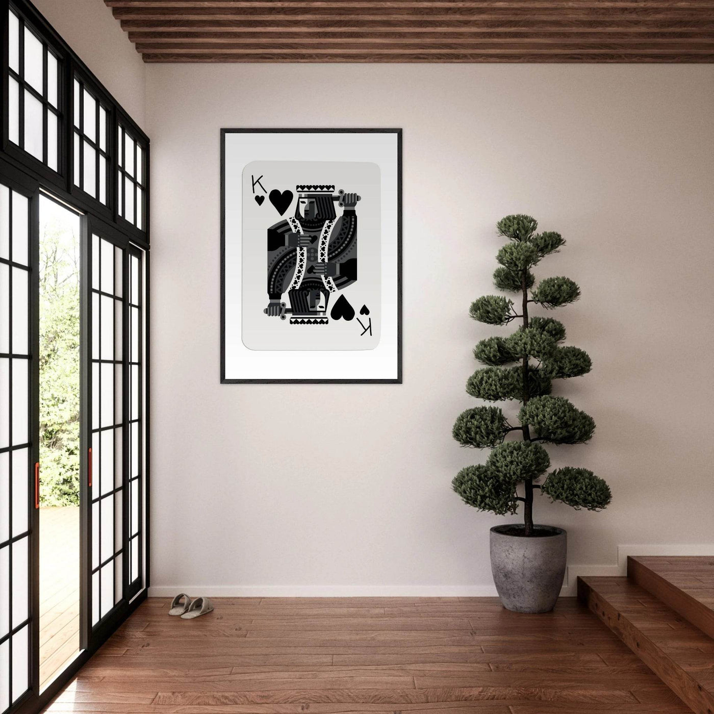 King of Spades Modern Minimalist Poker Card Art - Mounted Framed Poster, Eco-Friendly Wood Frame in Your Choice of Style - Vibrantwalls