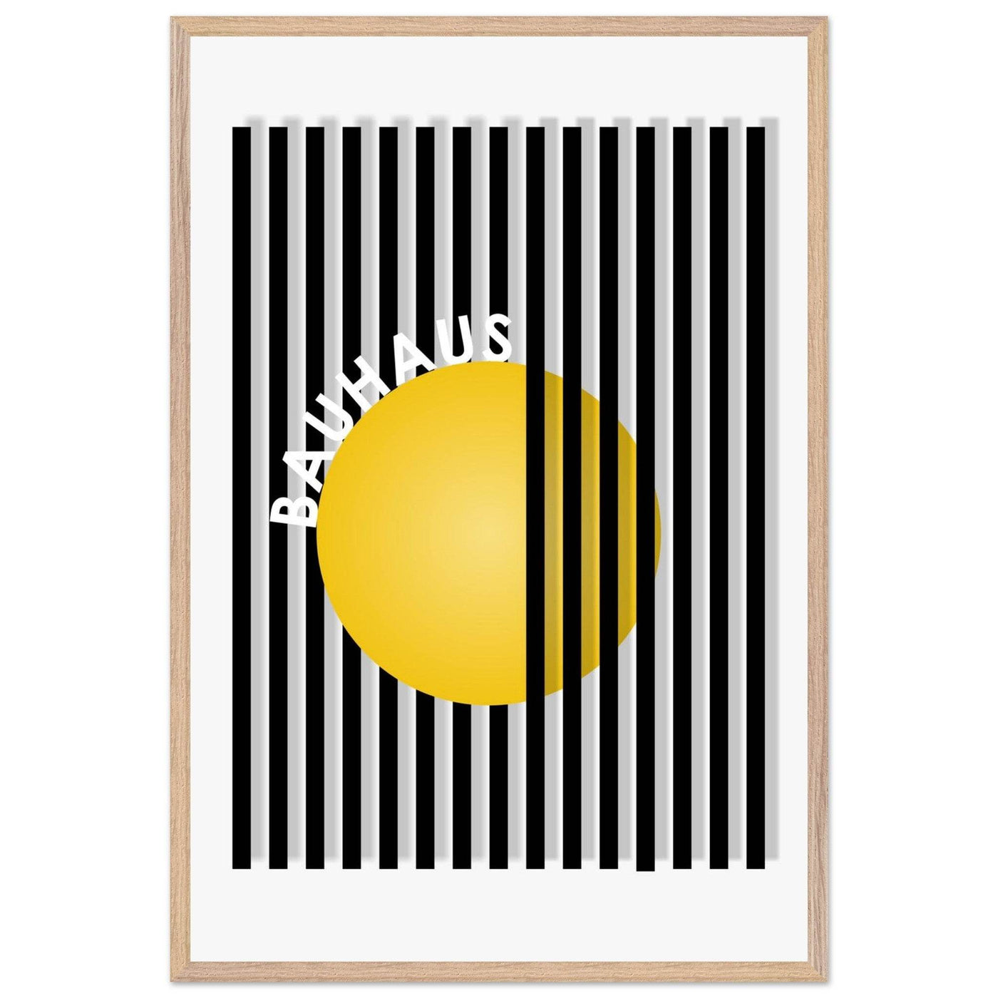 Bauhaus Yellow Circle Wall Art with Modern Stripes - Vibrantwalls