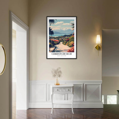 Christchurch New Zealand Framed Poster – Vintage Travel Wall Art with Wooden Frame - Vibrantwalls
