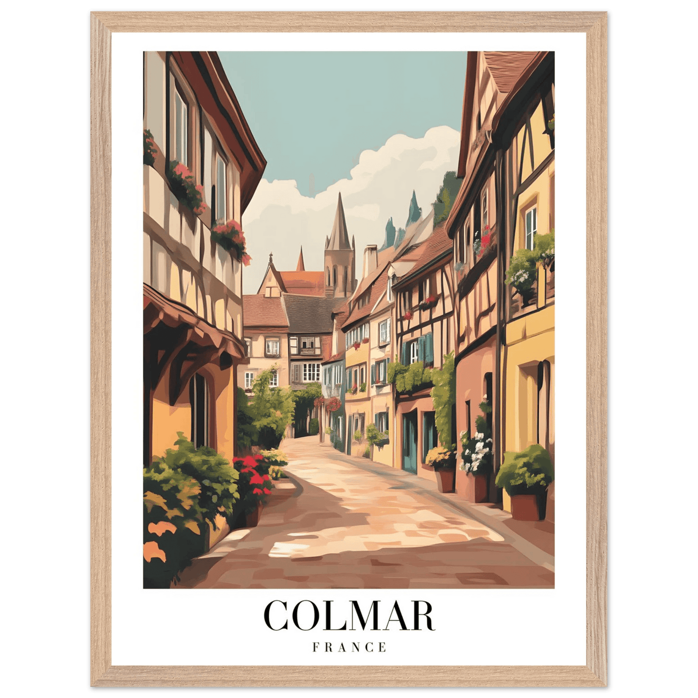 Colmar France Framed Poster – Vintage European Village Wall Art with Wooden Frame - Vibrantwalls