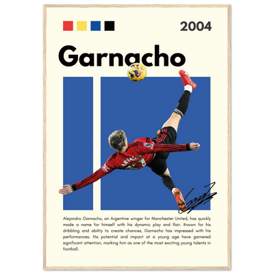 Alejandro Garnacho Manchester United Dynamic Football Poster 70x100 cm 28x40″ Wood frame Vibrantwalls
