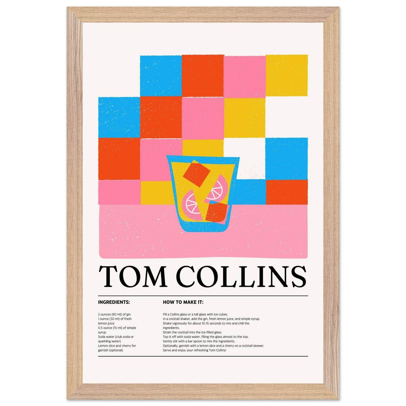 Retro Tom Collins Cocktail Recipe - Vibrantwalls