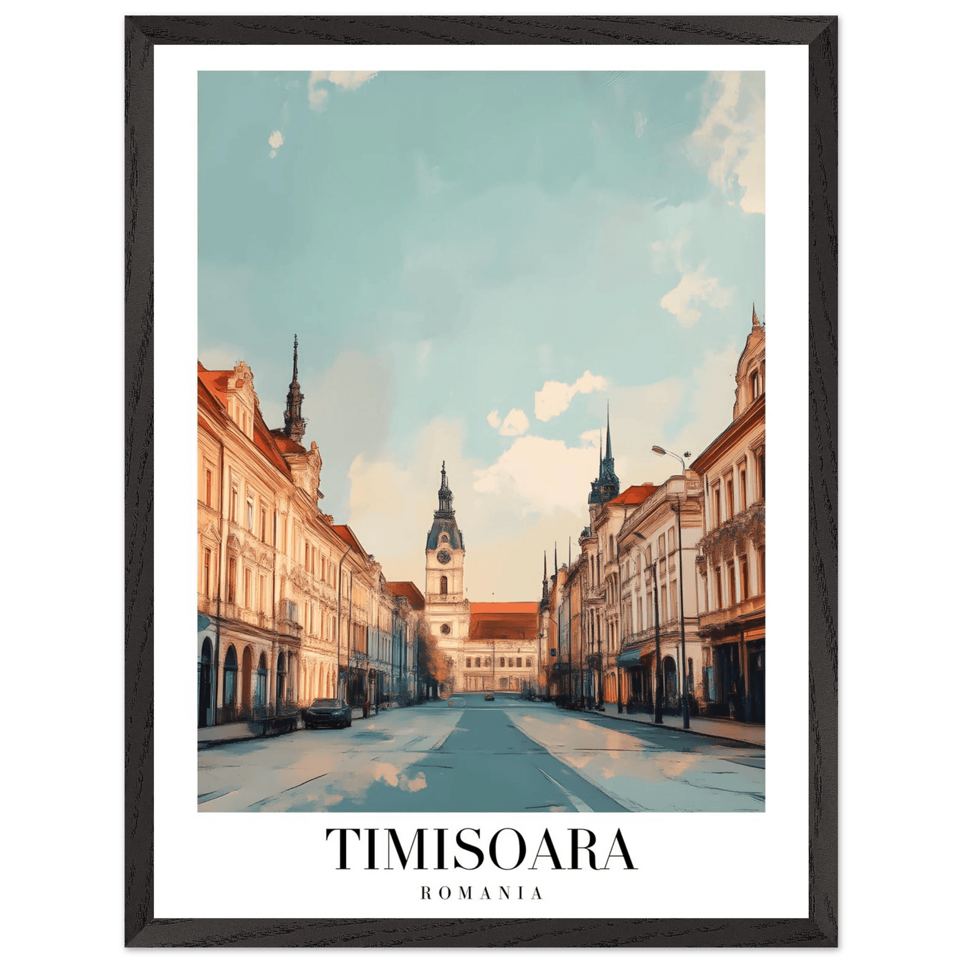 Timisoara Romania Framed Poster – Vintage Cityscape Wall Art with Wooden Frame - Vibrantwalls