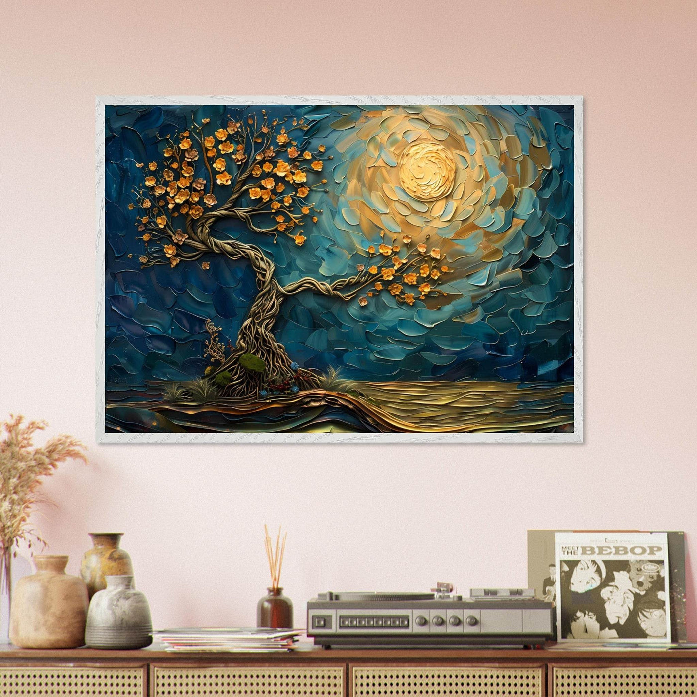 Tree of Life Jewelry - Golden Blooms & Midnight Sky Design - Vibrantwalls