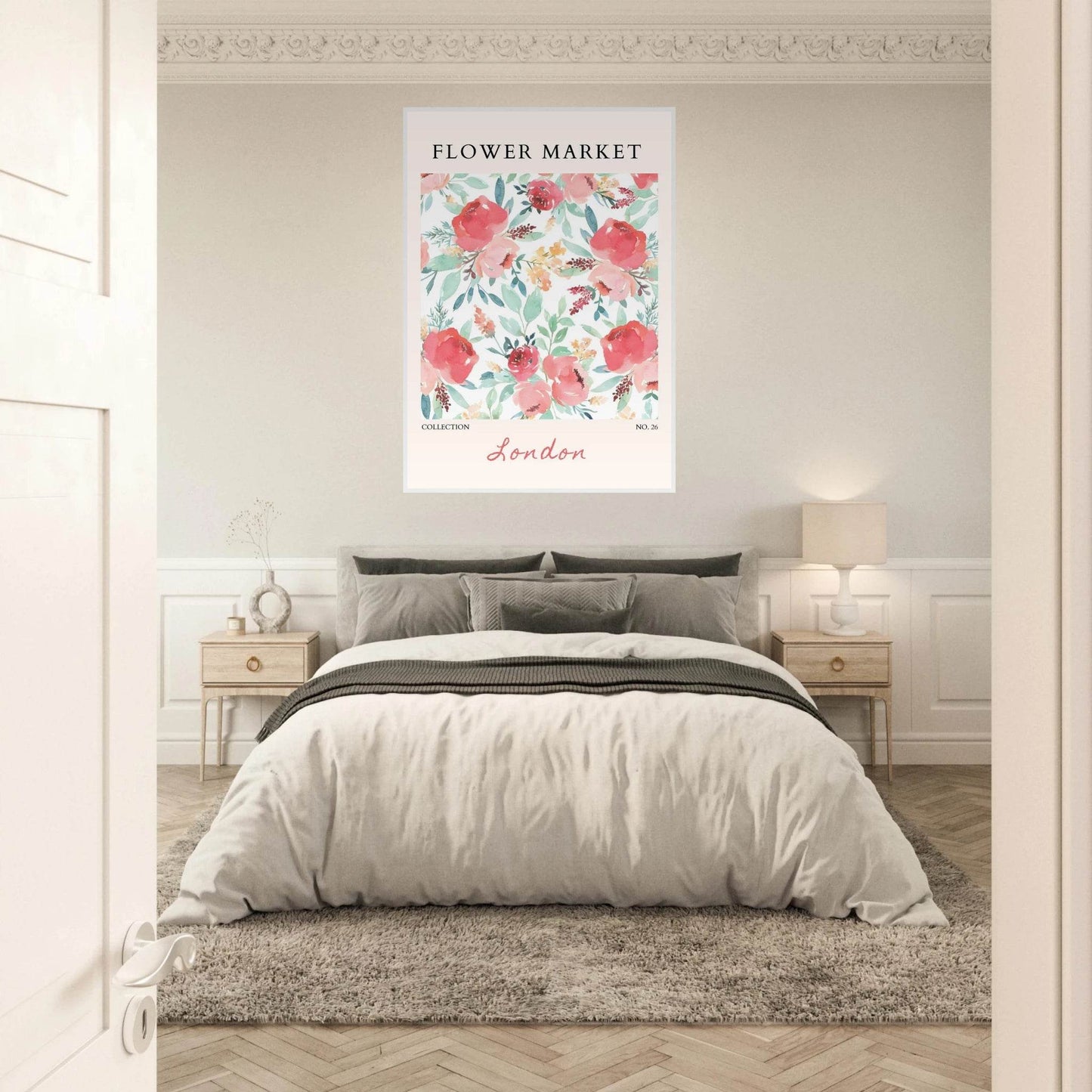 London Flower Market Blush Sage Floral Watercolor - Wall Art - Vibrantwalls