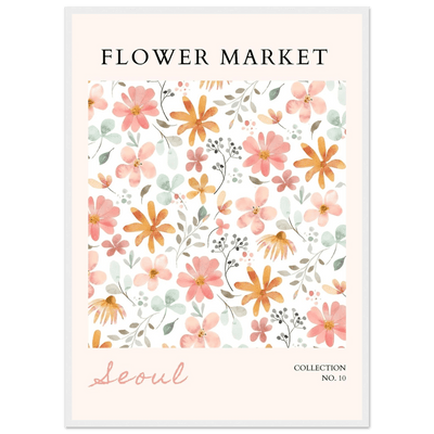 Seoul Flower Market Framed Poster – Delicate Watercolor Blooms & Botanical Art Print | Ready-to-Hang - Vibrantwalls