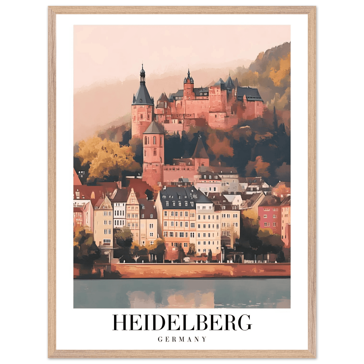 Heidelberg Germany Framed Poster – Vintage Travel Wall Art in Warm Autumn Hues - Vibrantwalls